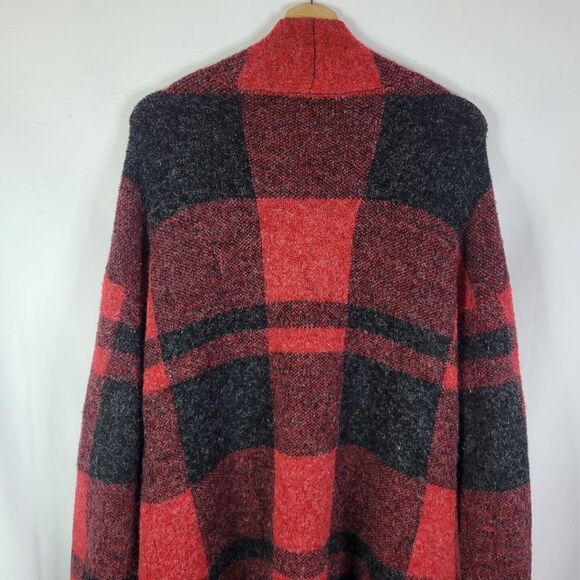 Cyrus Plaid Red and Black Long Duster Cardigan - Picture 6 of 12